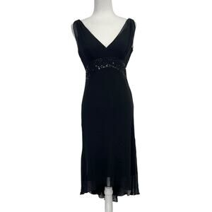 Vintage Maggy London Petite Silk Sequin Midi Dress Whimsigoth Y2K Fairycore 4